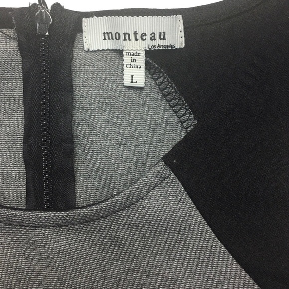Monteau Women’s Peplum Dress Black and Grey Large - Picture 3 of 5
